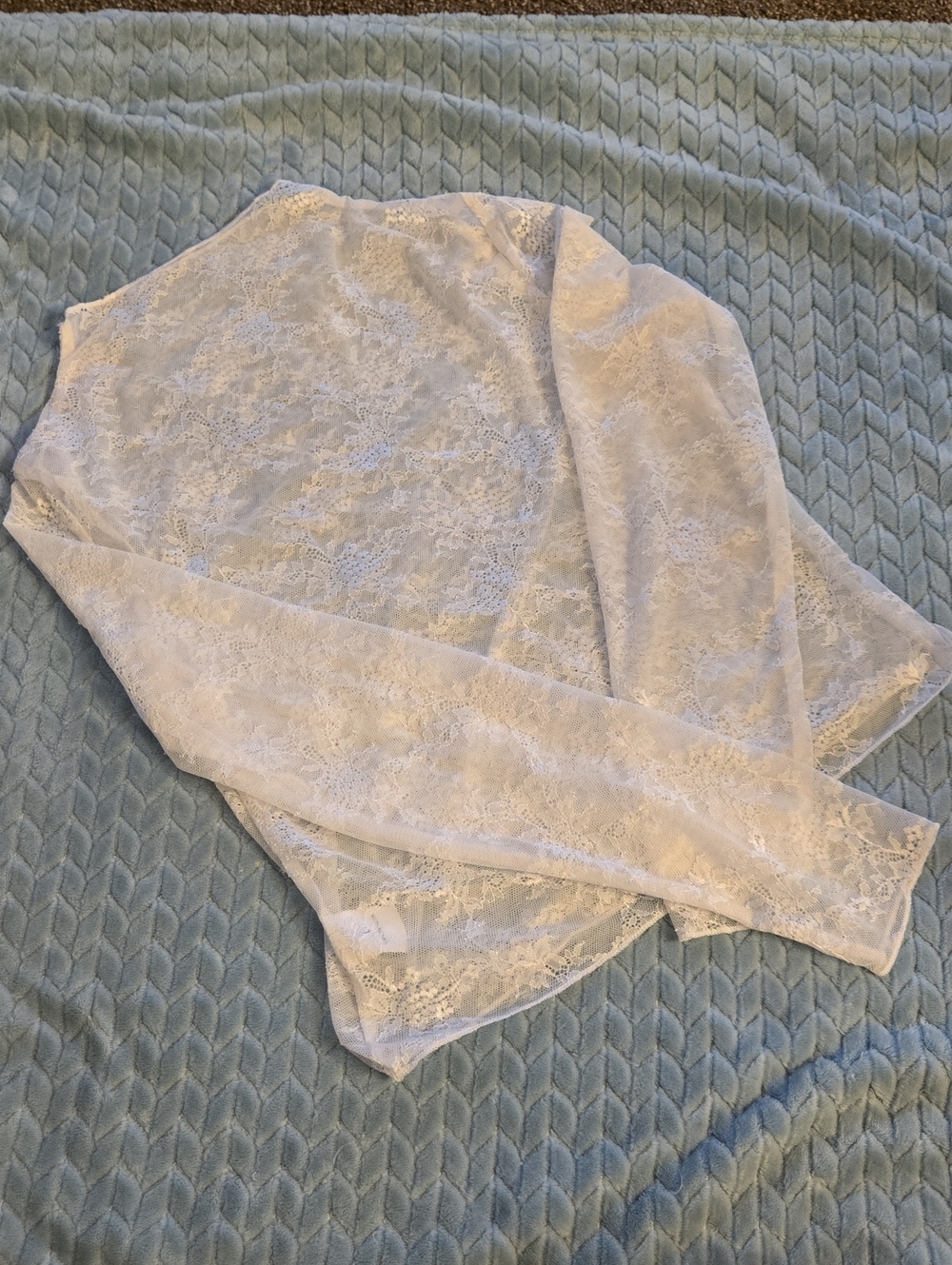 Sheer White Lace Long Sleeve Top